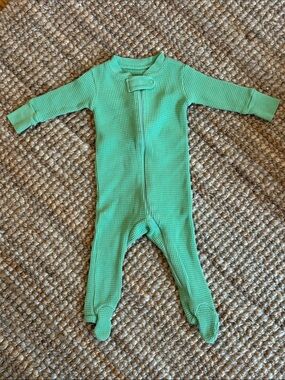 Noble Organic Waffle Footie Sleeper in Key Lime 3-6M